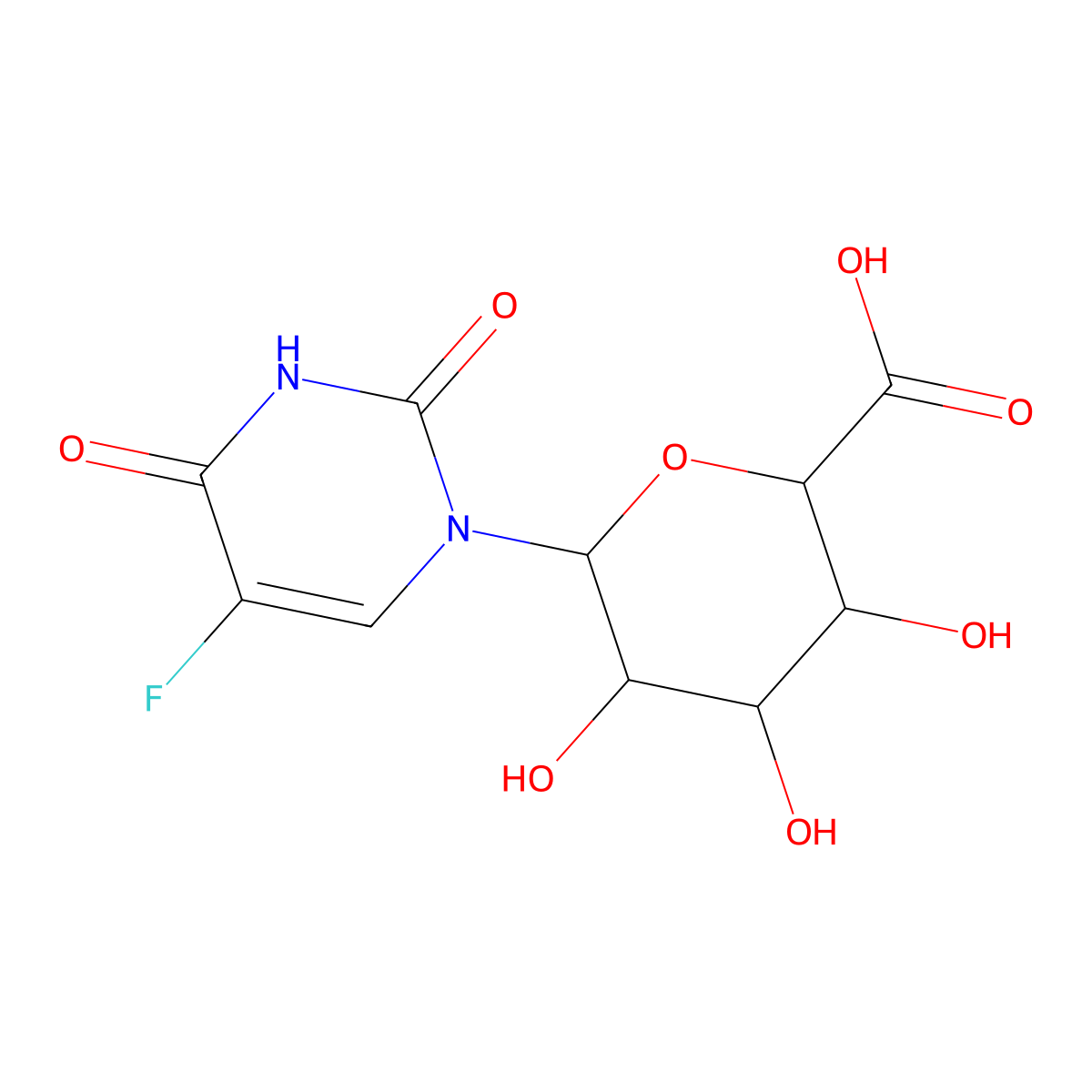 5-Fluorouracil glucuronide molecular structure, CAS 66048-45-1