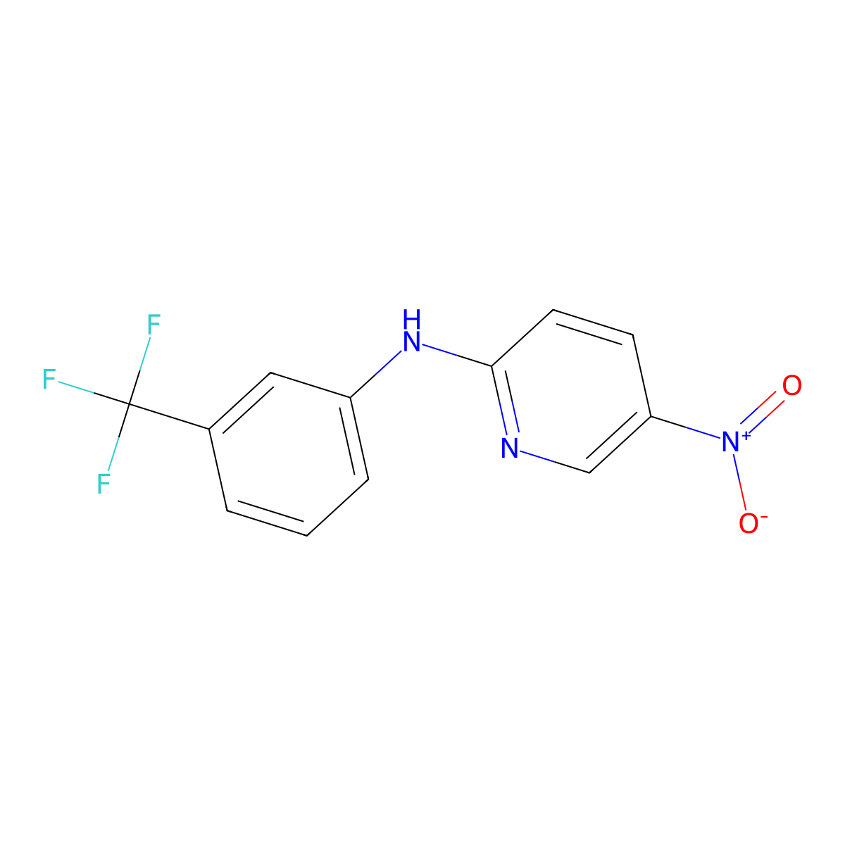 5-Nitro-2-[3-(trifluoromethyl)anilino]pyridine molecular structure, CAS 6605-17-0