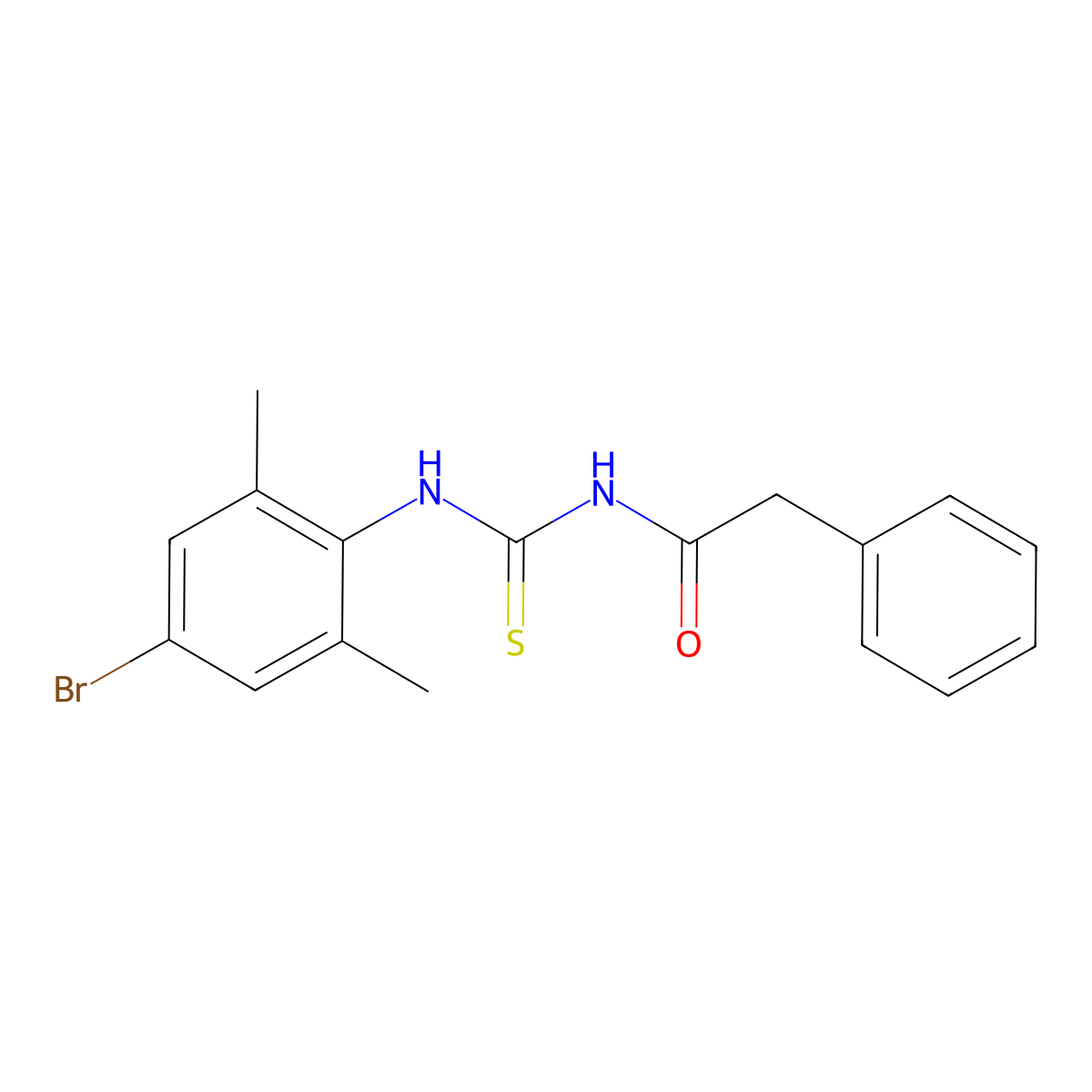 N-[(4-bromo-2,6-dimethylphenyl)carbamothioyl]-2-phenylacetamide molecular structure, CAS 6605-25-0