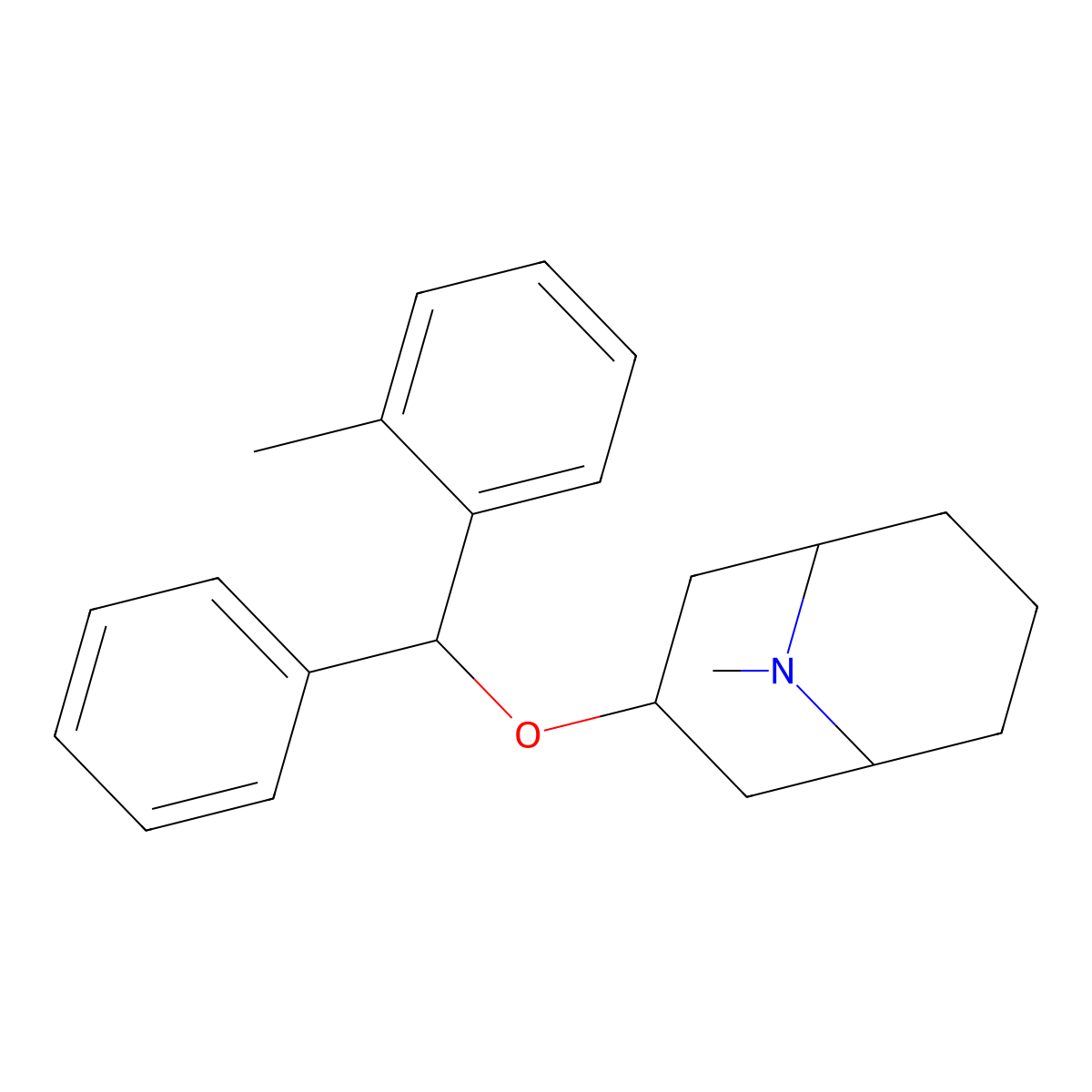 9-Methyl-3-((2-methylphenyl)(phenyl)methoxy)-9-azabicyclo(3.3.1)nonane molecular structure, CAS 6605-93-2