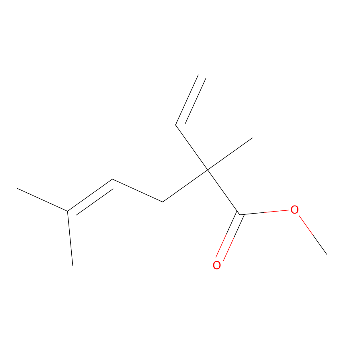 4-Hexenoic acid, 2-ethenyl-2,5-dimethyl-, methyl ester molecular structure, CAS 66052-32-2