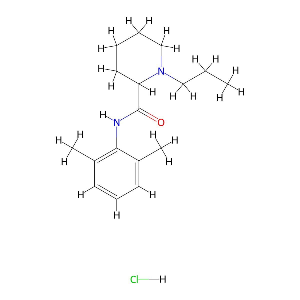N-(2,6-Dimethylphenyl)-1-propylpiperidine-2-carboxamide hydrochloride molecular structure, CAS 66052-79-7