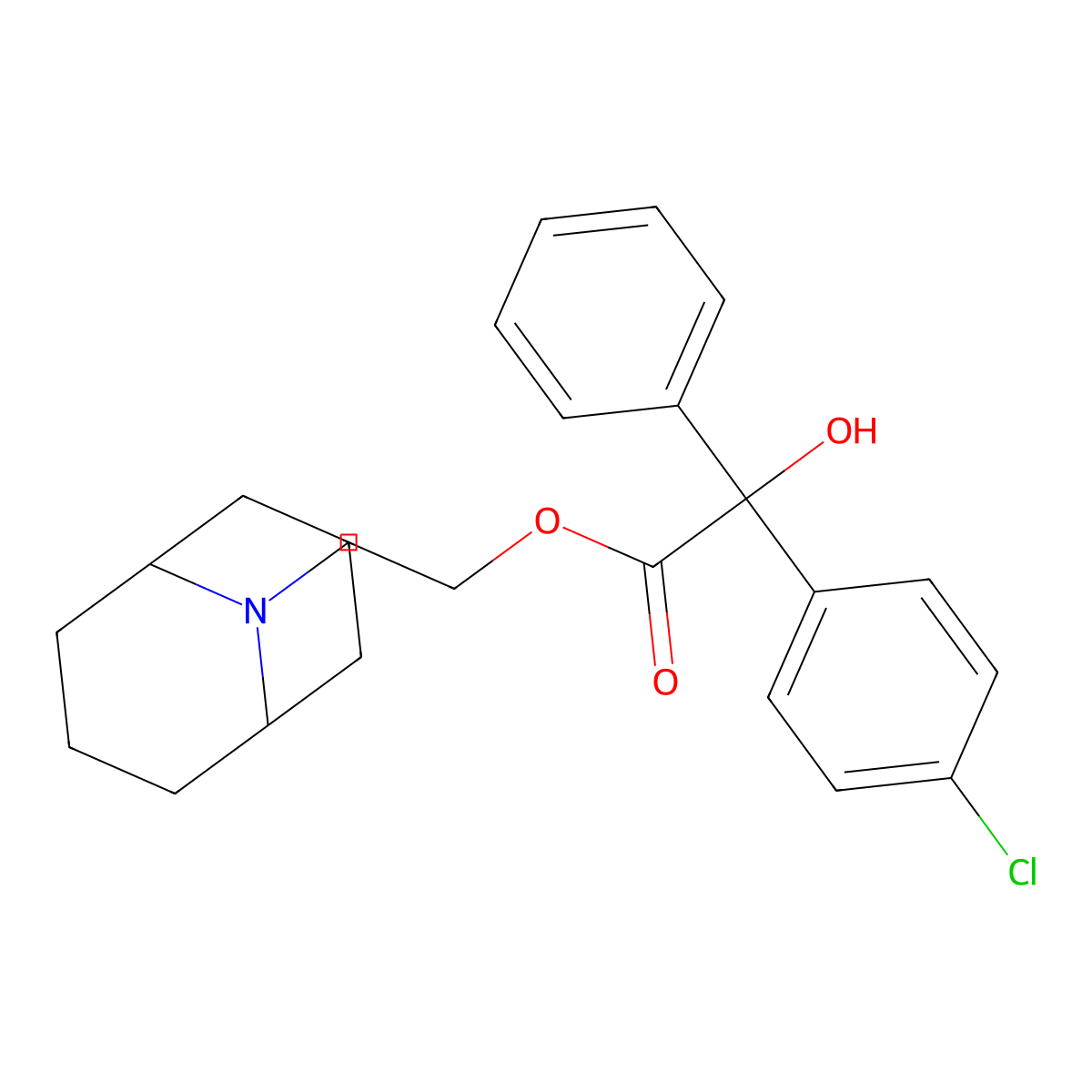 9-Azabicyclo(3.3.1)nonane, 9-(2-hydroxyethyl)-, p-chlorobenzilate molecular structure, CAS 6606-07-1