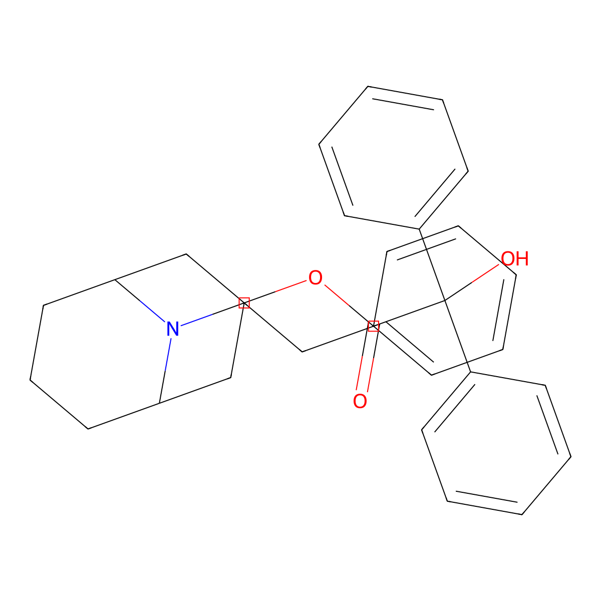 9-Azabicyclo(3.3.1)nonan-3-beta-ol, 9-phenethyl-, benzilate molecular structure, CAS 6606-09-3