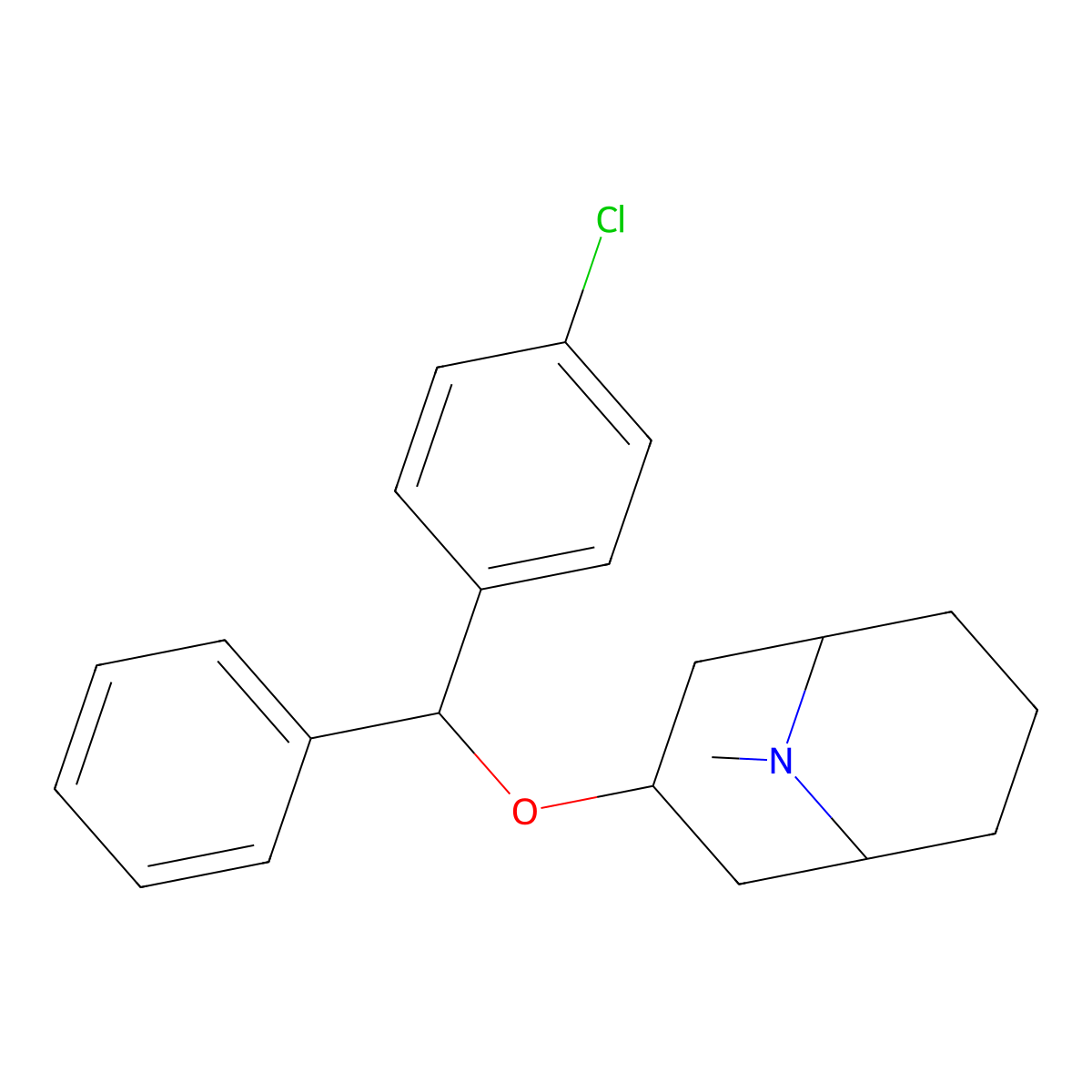 9-Azabicyclo(3.3.1)nonane, 3-alpha-(p-chlorodiphenylmethoxy)-9-methyl molecular structure, CAS 6606-20-8