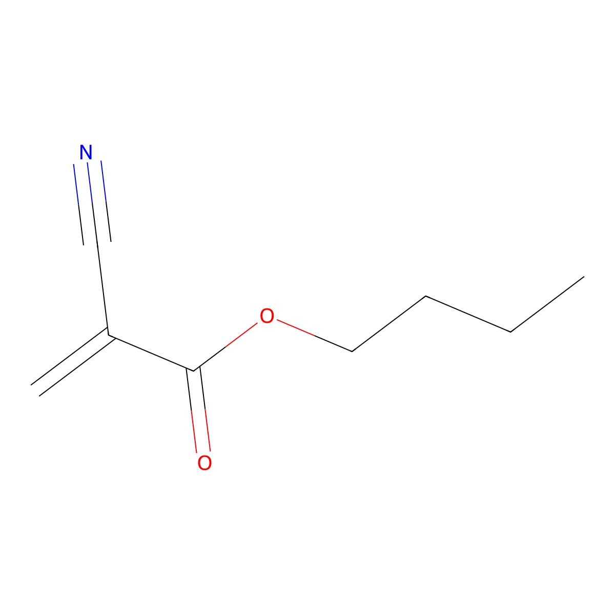 Butyl cyanoacrylate molecular structure, CAS 6606-65-1