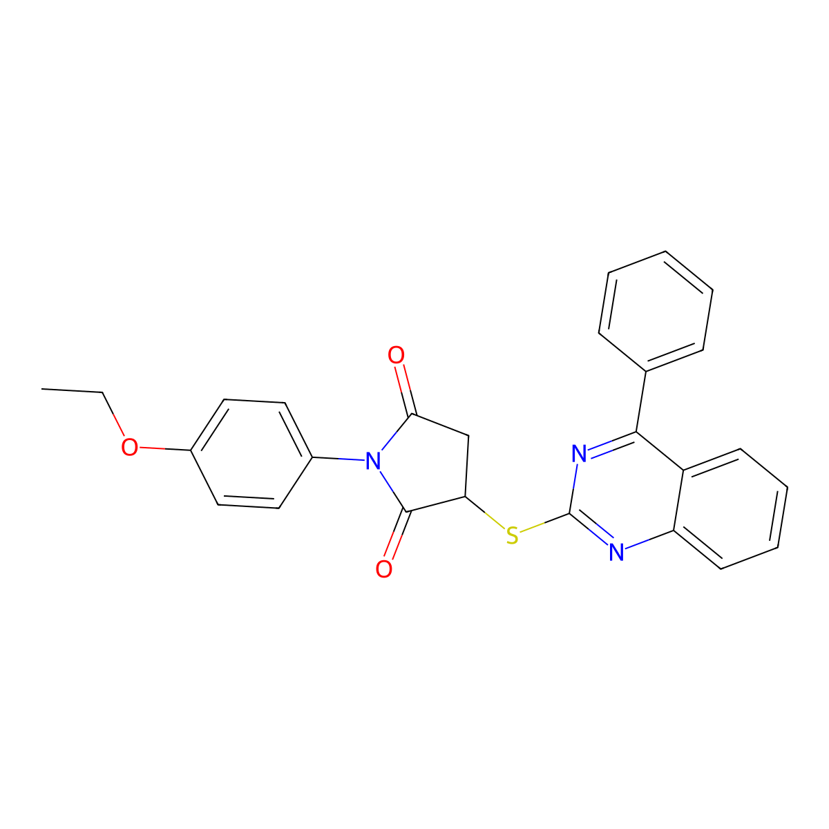1-(4-Ethoxyphenyl)-3-[(4-phenylquinazolin-2-yl)sulfanyl]pyrrolidine-2,5-dione molecular structure, CAS 6606-68-4