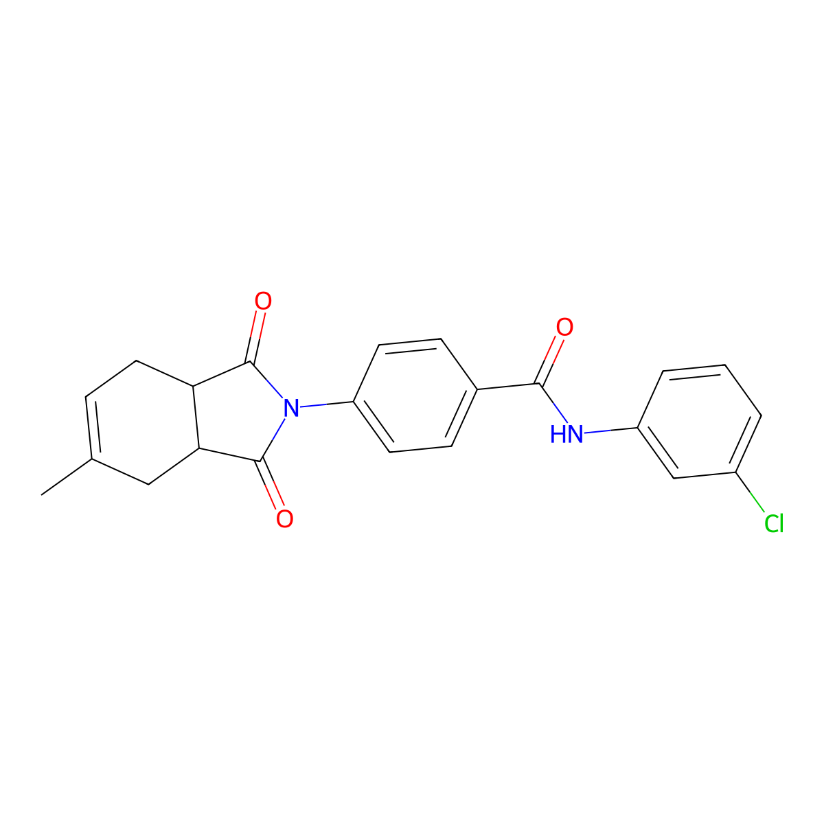 N-(3-chlorophenyl)-4-(5-methyl-1,3-dioxo-1,3,3a,4,7,7a-hexahydro-2H-isoindol-2-yl)benzamide molecular structure, CAS 6606-96-8