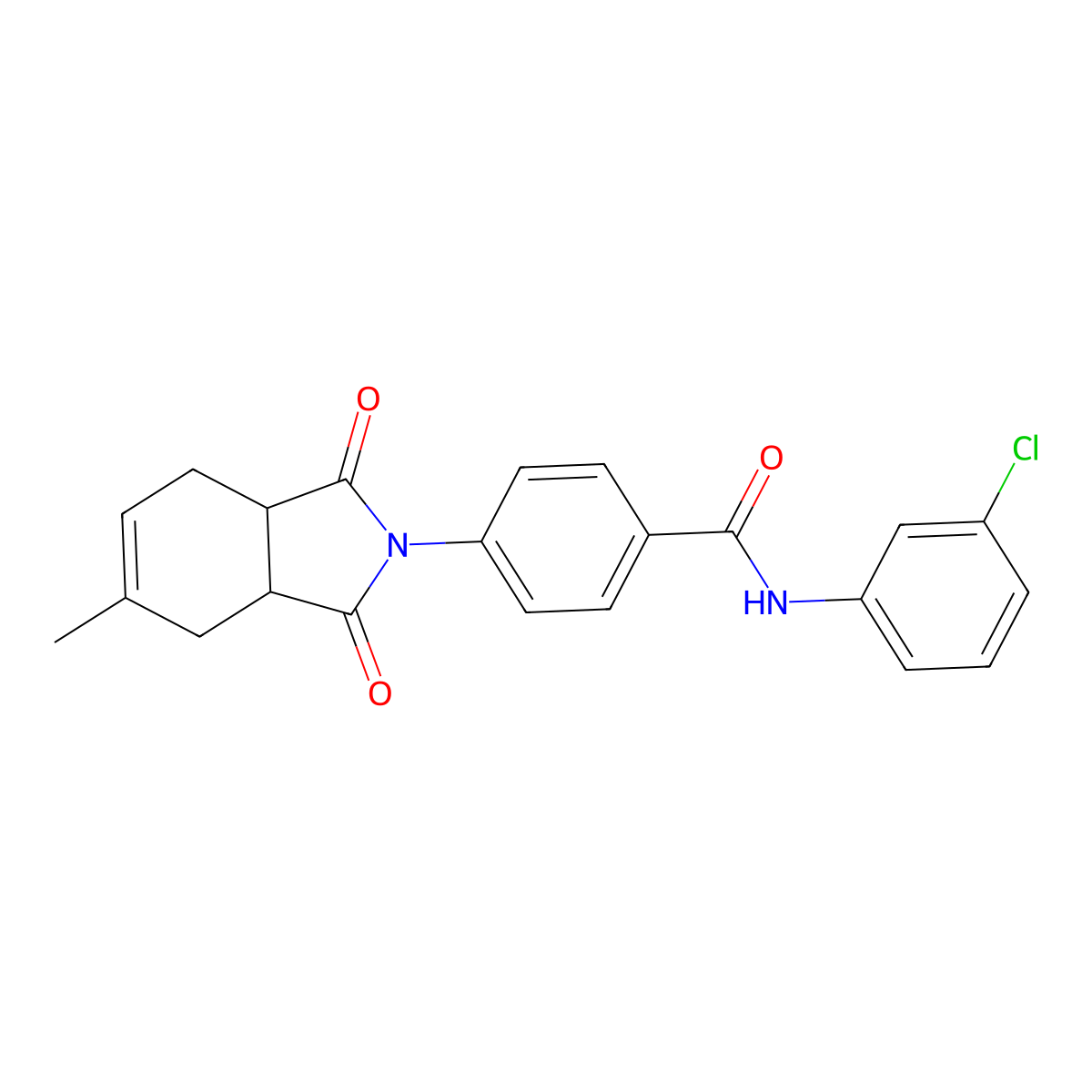 N-(3-chlorophenyl)-4-(5-methyl-1,3-dioxo-1,3,3a,4,7,7a-hexahydro-2H-isoindol-2-yl)benzamide molecular structure, CAS 6606-96-8