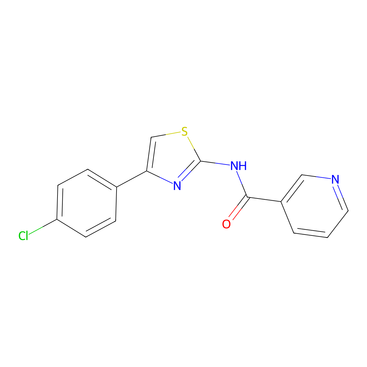 3-Pyridinecarboxamide, N-(4-(4-chlorophenyl)-2-thiazolyl)- molecular structure, CAS 66063-69-2