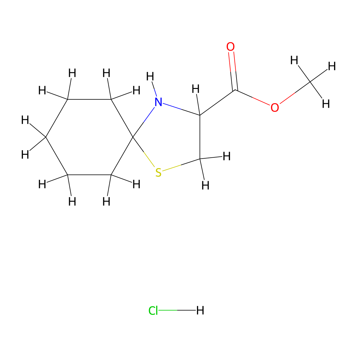 Methyl 1-thia-4-azaspiro[4.5]decane-3-carboxylate hydrochloride molecular structure, CAS 66065-61-0