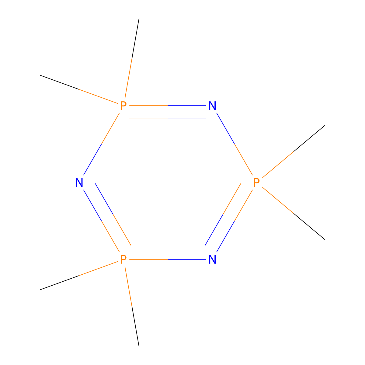 Hexamethylcyclotriphosphazene molecular structure, CAS 6607-30-3