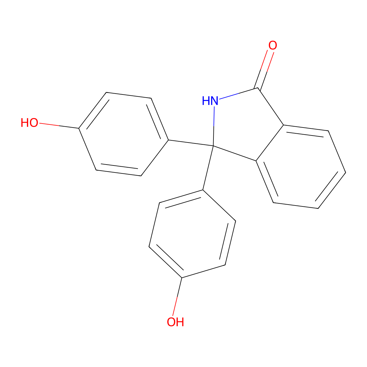 1H-Isoindol-1-one, 2,3-dihydro-3,3-bis(4-hydroxyphenyl)- molecular structure, CAS 6607-42-7