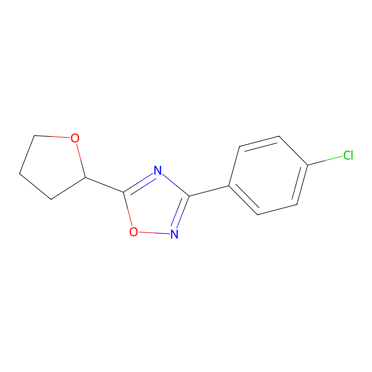 3-(4-Chlorophenyl)-5-(oxolan-2-yl)-1,2,4-oxadiazole molecular structure, CAS 6607-72-3