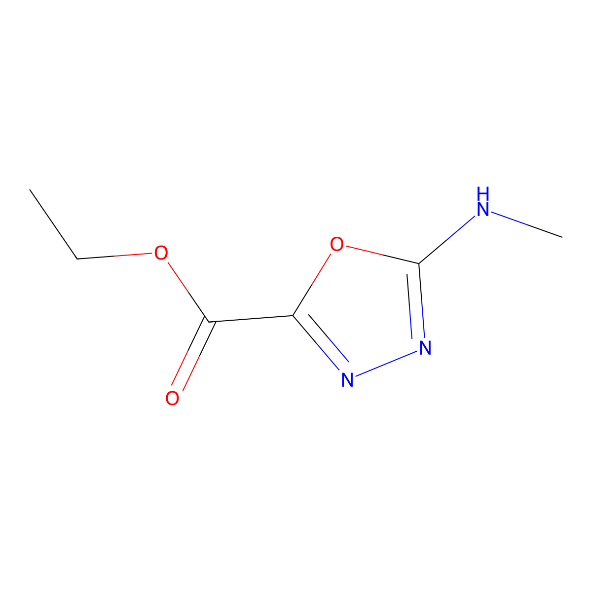 Ethyl 5-(methylamino)-1,3,4-oxadiazole-2-carboxylate molecular structure, CAS 66074-26-8