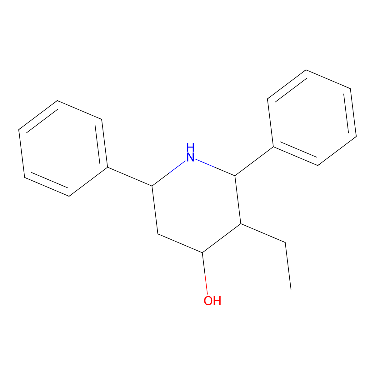 3-Ethyl-2,6-diphenylpiperidin-4-ol molecular structure, CAS 66075-48-7