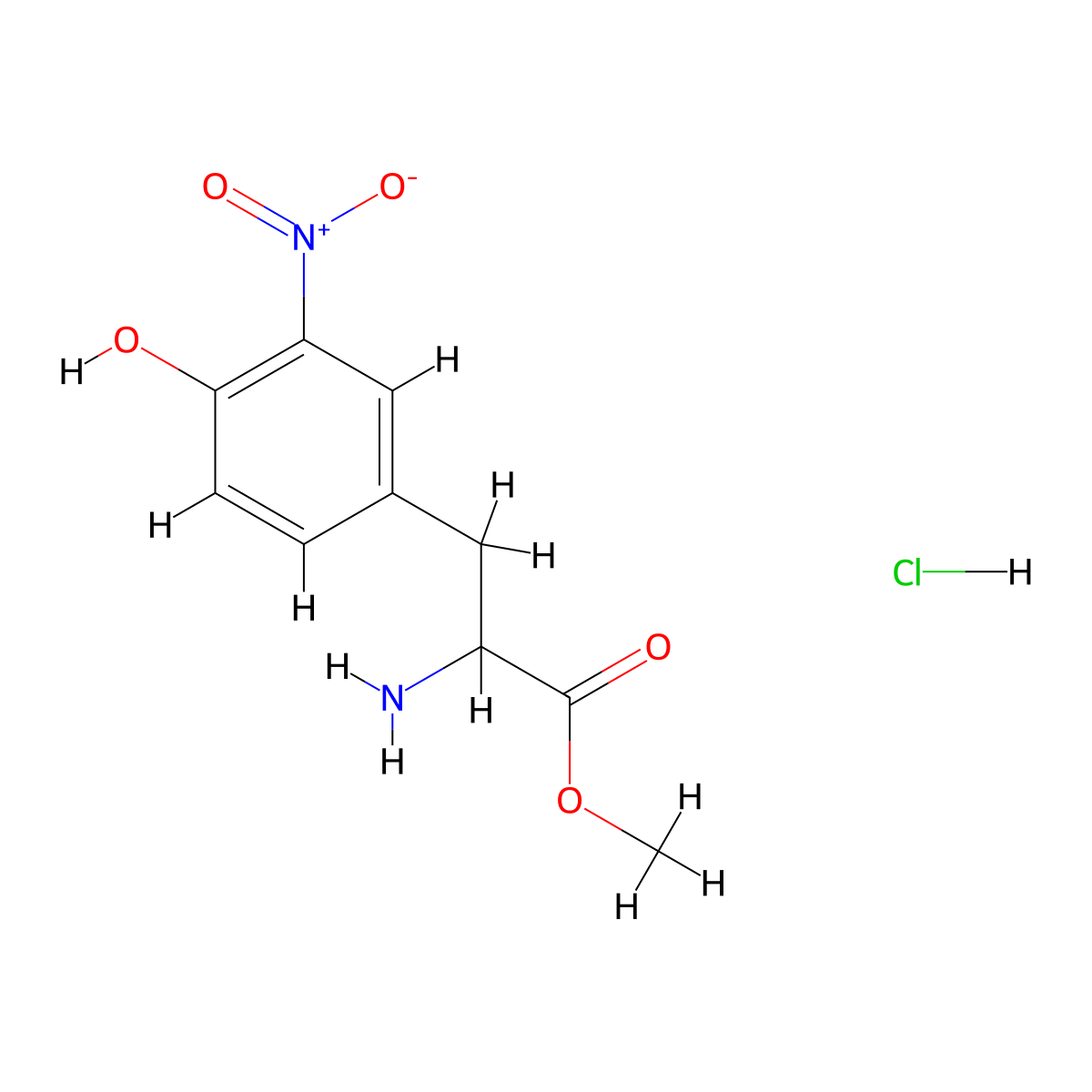 Methyl 2-amino-3-(4-hydroxy-3-nitrophenyl)propanoate hydrochloride molecular structure, CAS 66076-19-5