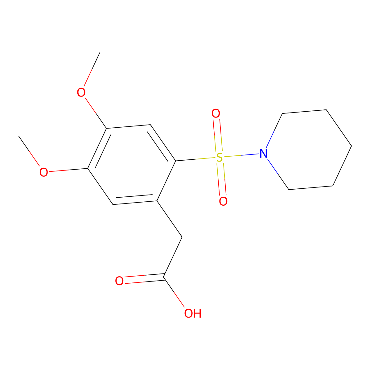 2-[4,5-Dimethoxy-2-(piperidine-1-sulfonyl)phenyl]acetic acid molecular structure, CAS 66079-44-5