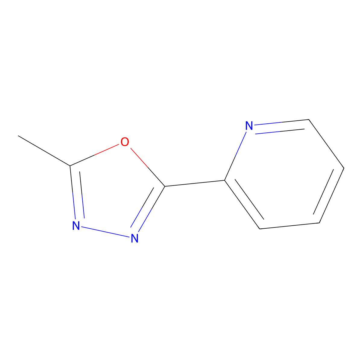 2(2-Pyridyl)-5-ME-1,3,4-oxadiazole molecular structure, CAS 66079-85-4
