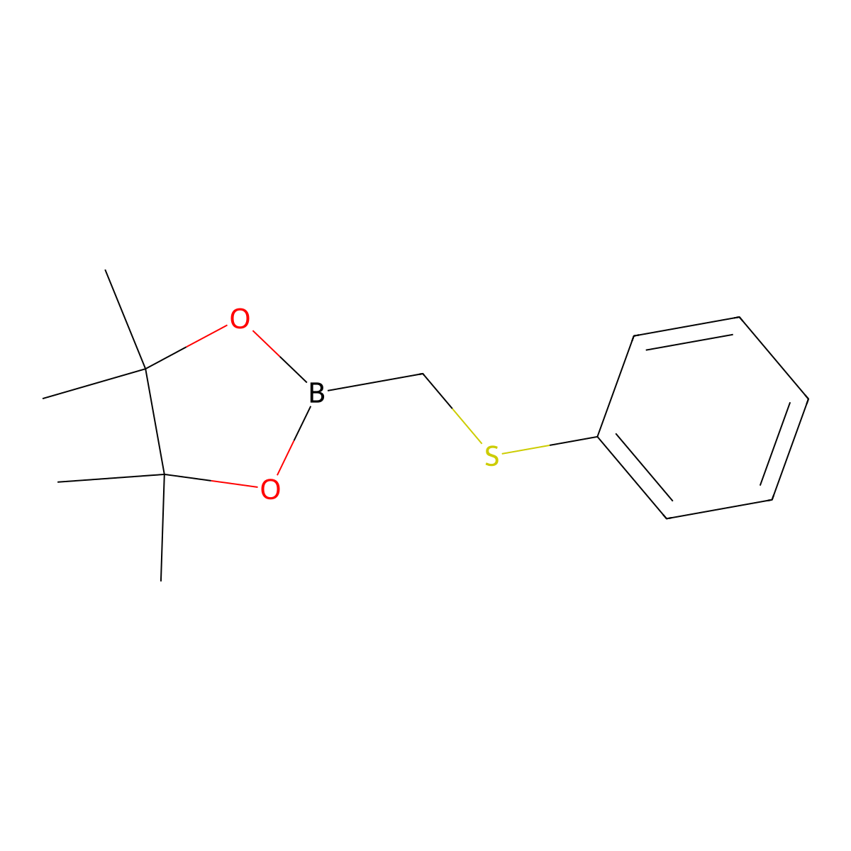 4,4,5,5-Tetramethyl-2-[(phenylsulfanyl)methyl]-1,3,2-dioxaborolane molecular structure, CAS 66080-23-7