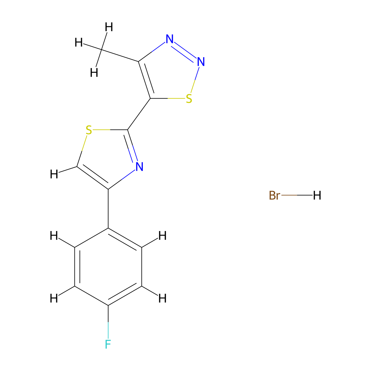 5-[4-(4-Fluorophenyl)-1,3-thiazol-2-yl]-4-methyl-1,2,3-thiadiazole hydrobromide molecular structure, CAS 660819-96-5