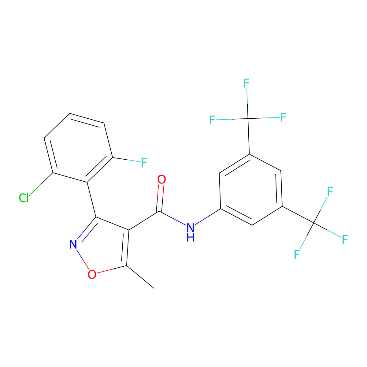 N-[3,5-bis(trifluoromethyl)phenyl]-3-(2-chloro-6-fluorophenyl)-5-methyl-1,2-oxazole-4-carboxamide molecular structure, CAS 660819-99-8