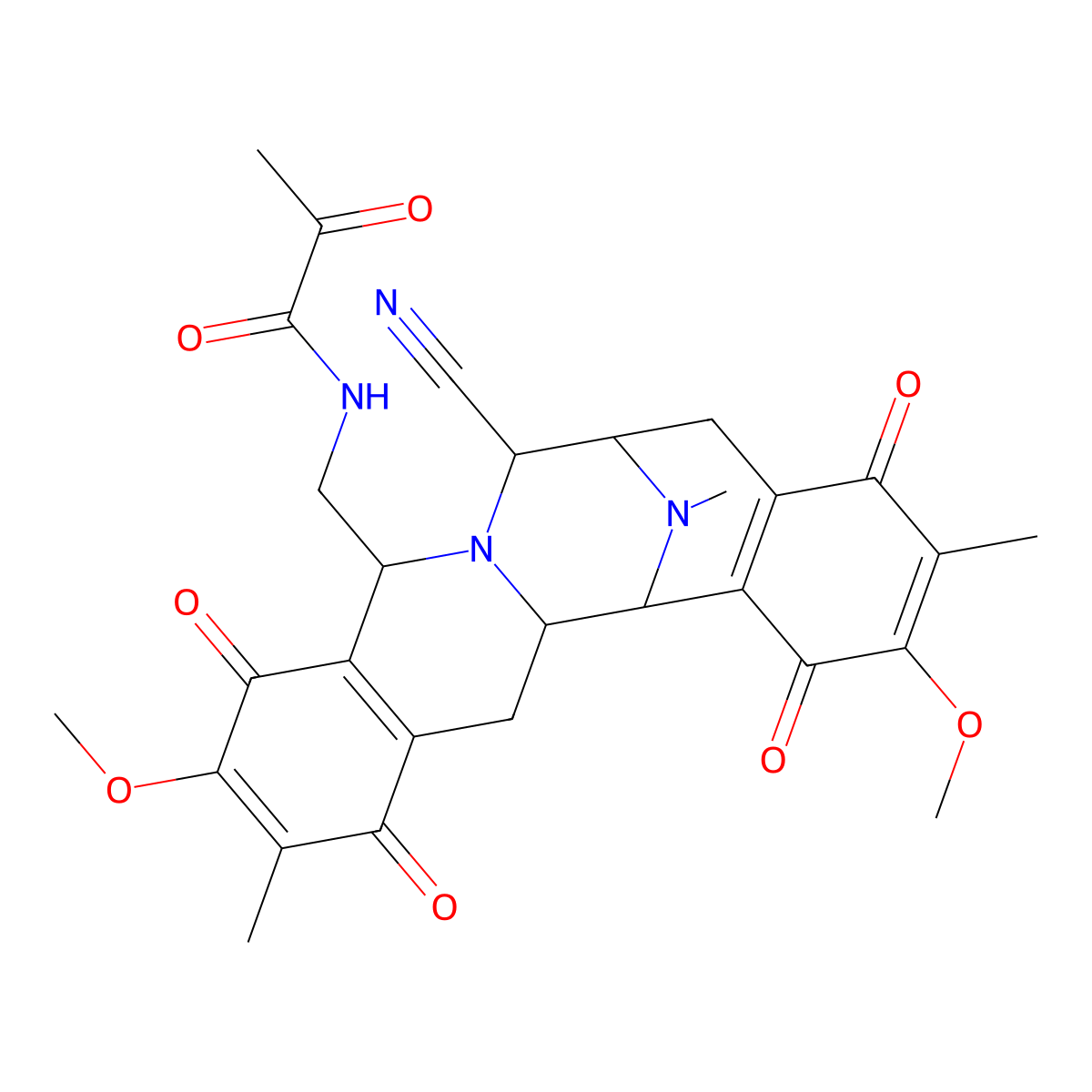 N-(((6S,7R,9R,14aS,15R)-7-Cyano-1,5,6,7,9,10,13,14,14a,15-decahydro-2,11-dimethoxy-3,12,16-trimethyl-1,4,10,13-tetraoxo-6,15-imino-4H-isoquino(3,2-b)(3)benzazocin-9-yl)methyl)-2-oxopropanamide molecular structure, CAS 66082-27-7