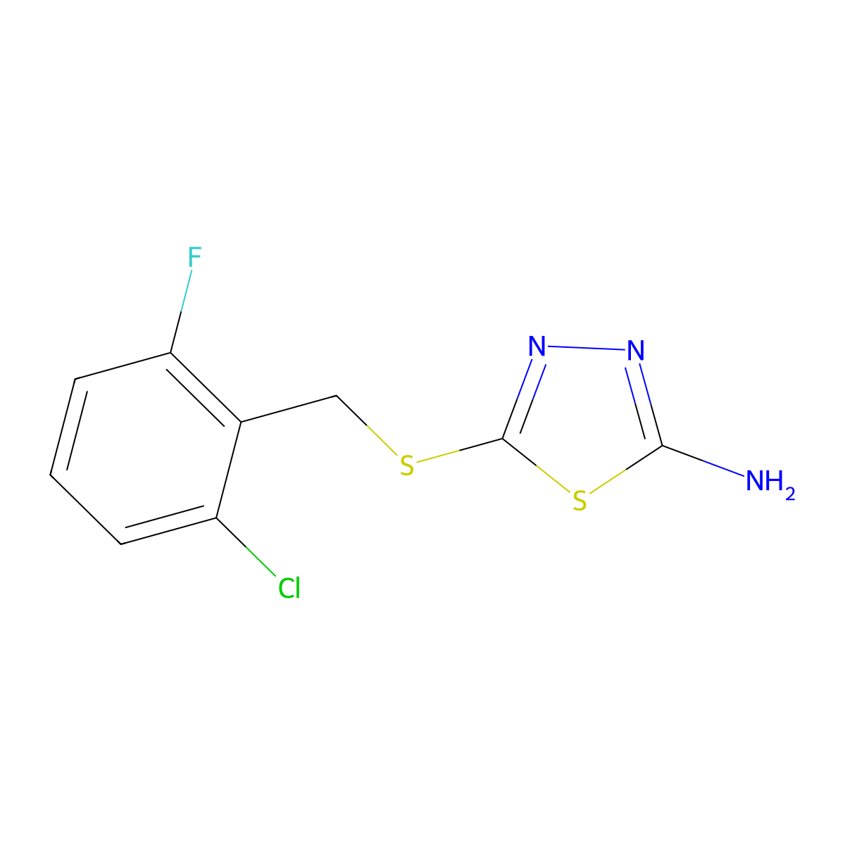 5-{[(2-Chloro-6-fluorophenyl)methyl]sulfanyl}-1,3,4-thiadiazol-2-amine molecular structure, CAS 660821-10-3