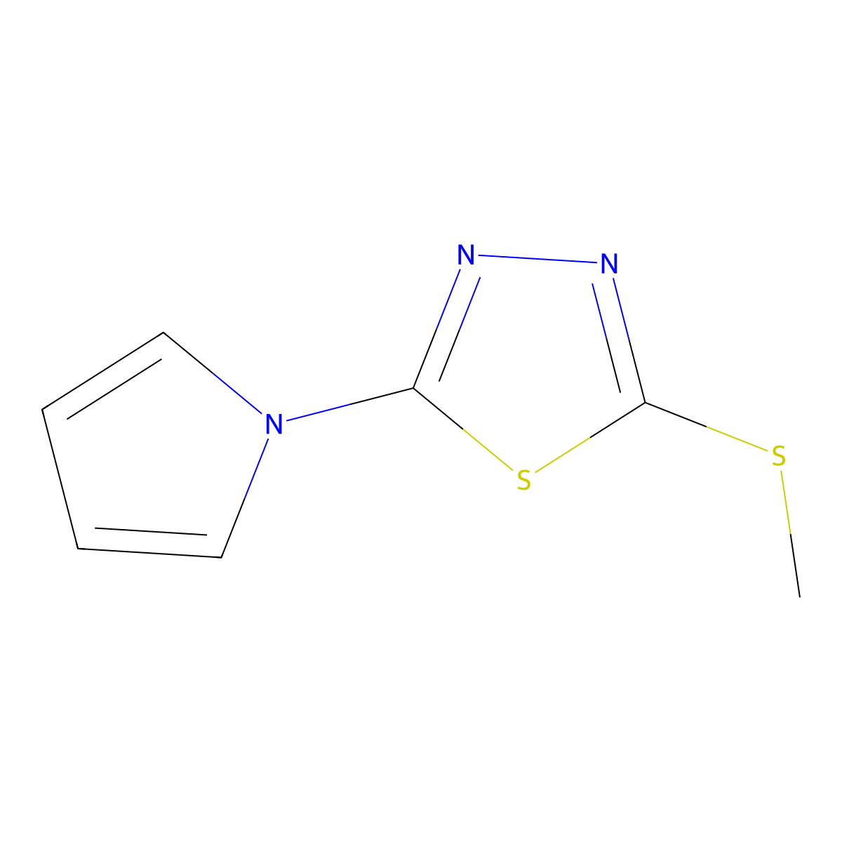 2-(methylsulfanyl)-5-(1H-pyrrol-1-yl)-1,3,4-thiadiazole molecular structure, CAS 660821-12-5