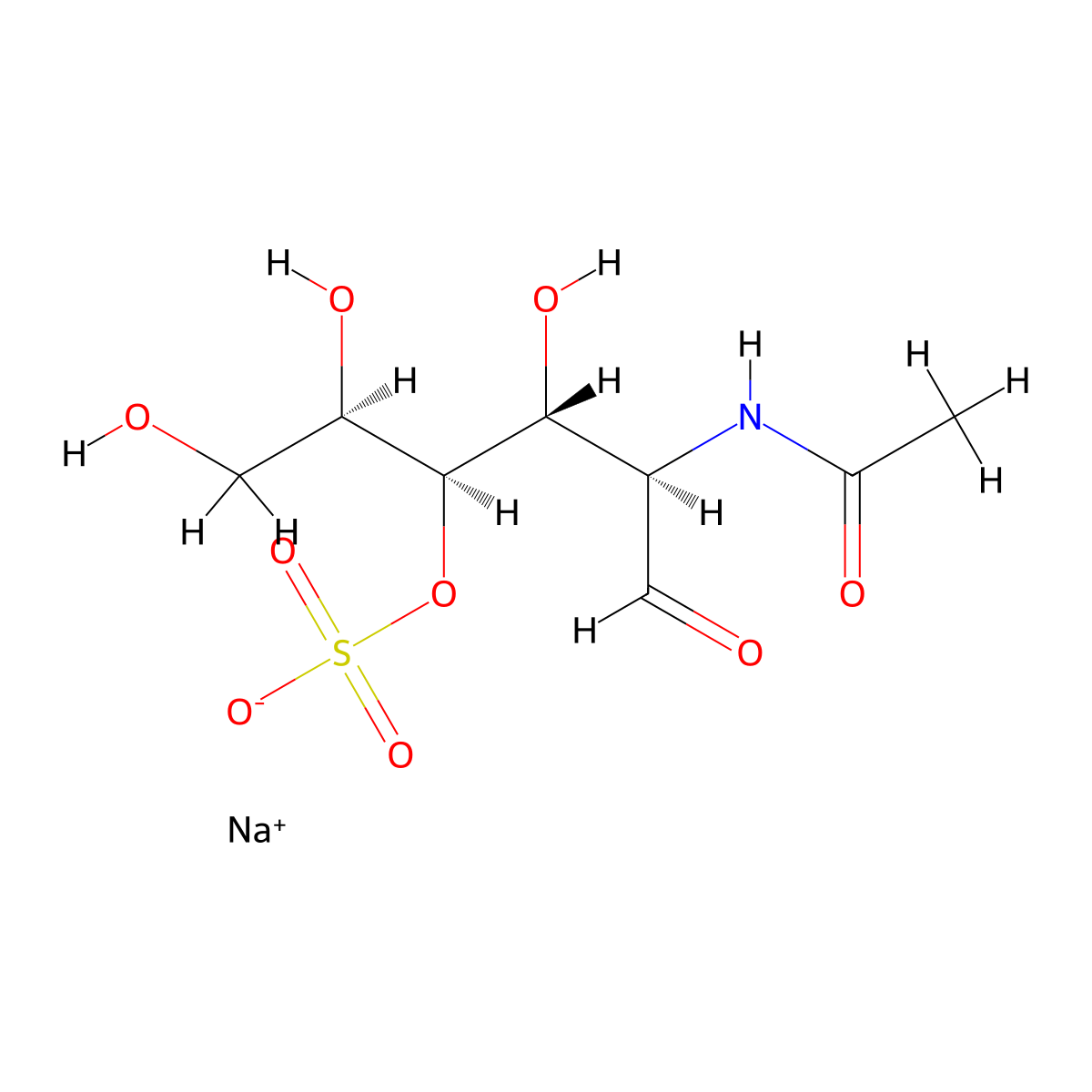 Sodium (2R,3R,4R,5R)-5-acetamido-1,2,4-trihydroxy-6-oxohexan-3-yl sulfate molecular structure, CAS 660839-03-2