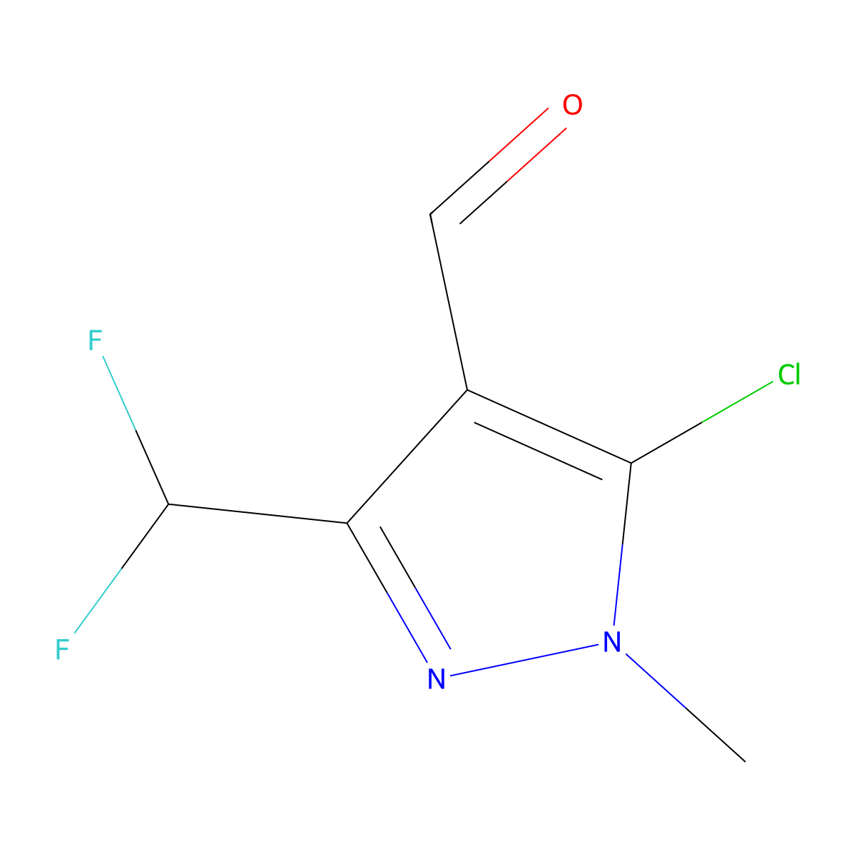 5-Chloro-3-(difluoromethyl)-1-methyl-1H-pyrazole-4-carbaldehyde molecular structure, CAS 660845-30-7