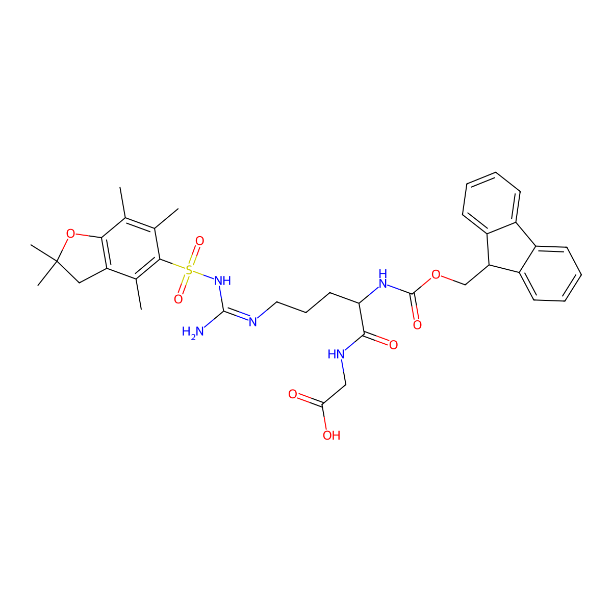 Fmoc-Arg(Pbf)-Gly-OH molecular structure, CAS 660846-80-0