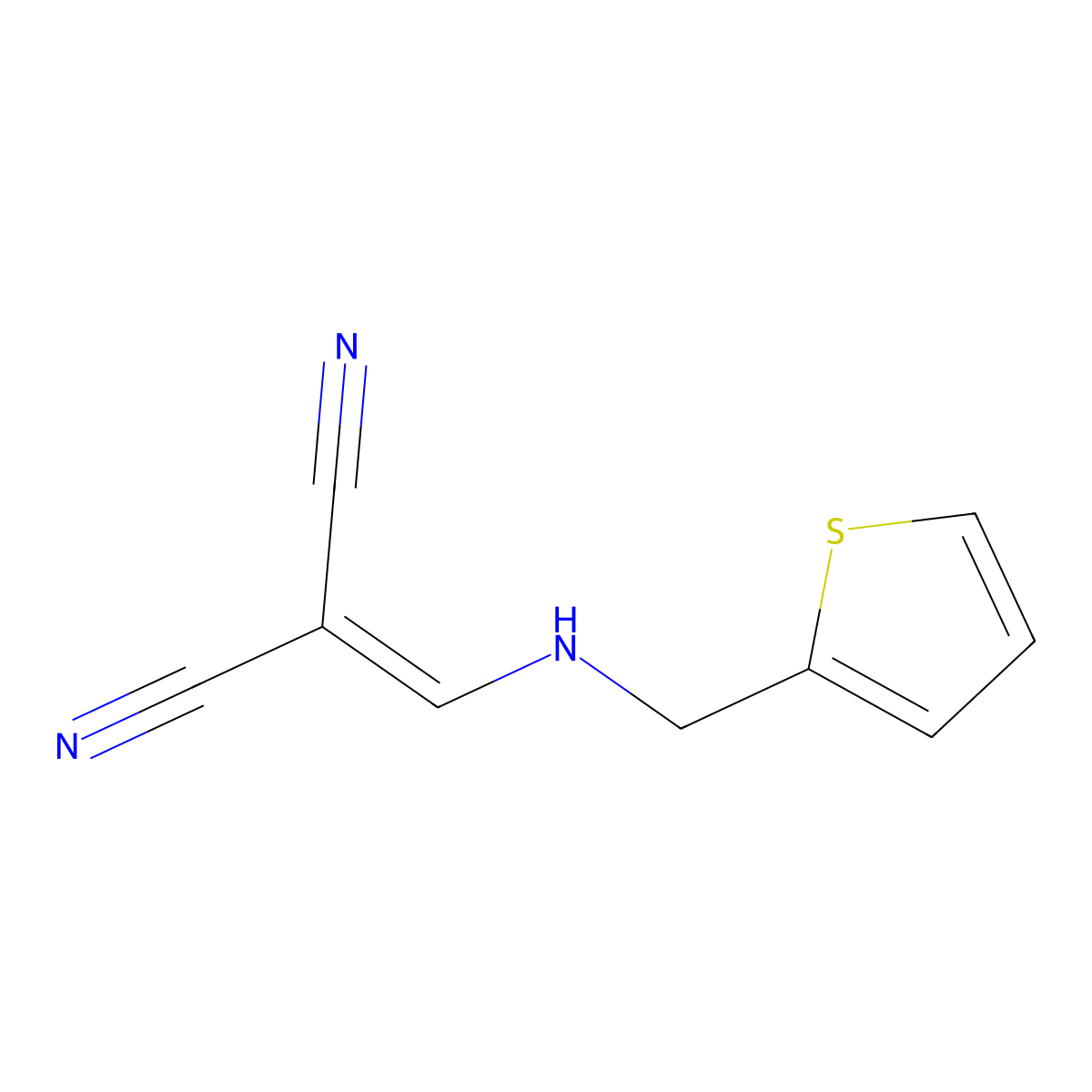 2-(((Thiophen-2-ylmethyl)amino)methylene)malononitrile molecular structure, CAS 660849-72-9