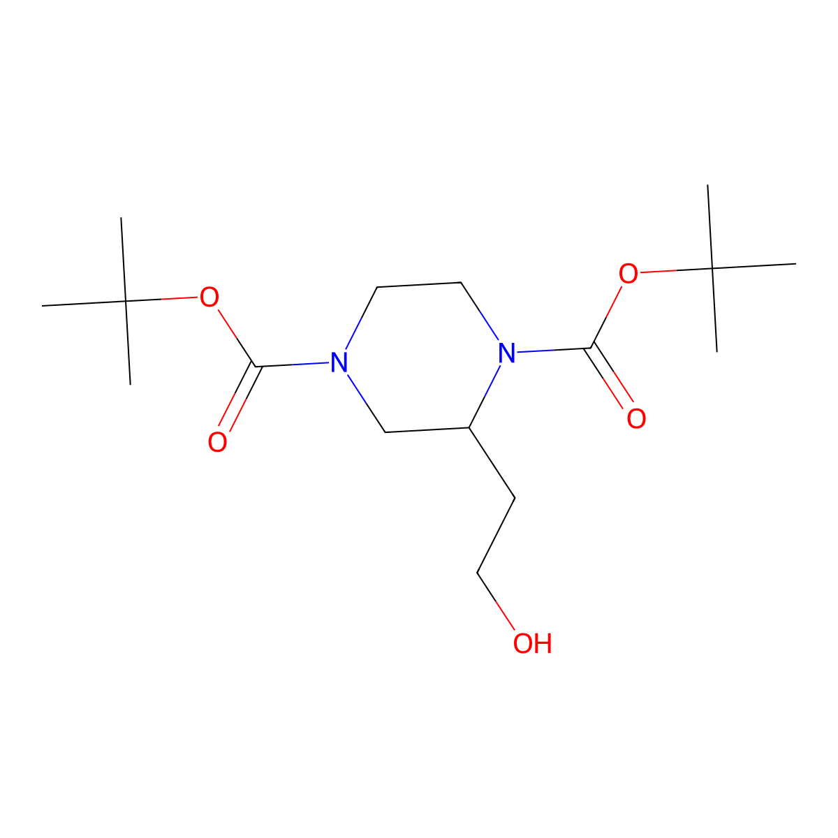 (S)-di-tert-Butyl 2-(2-hydroxyethyl)piperazine-1,4-dicarboxylate molecular structure, CAS 660862-48-6