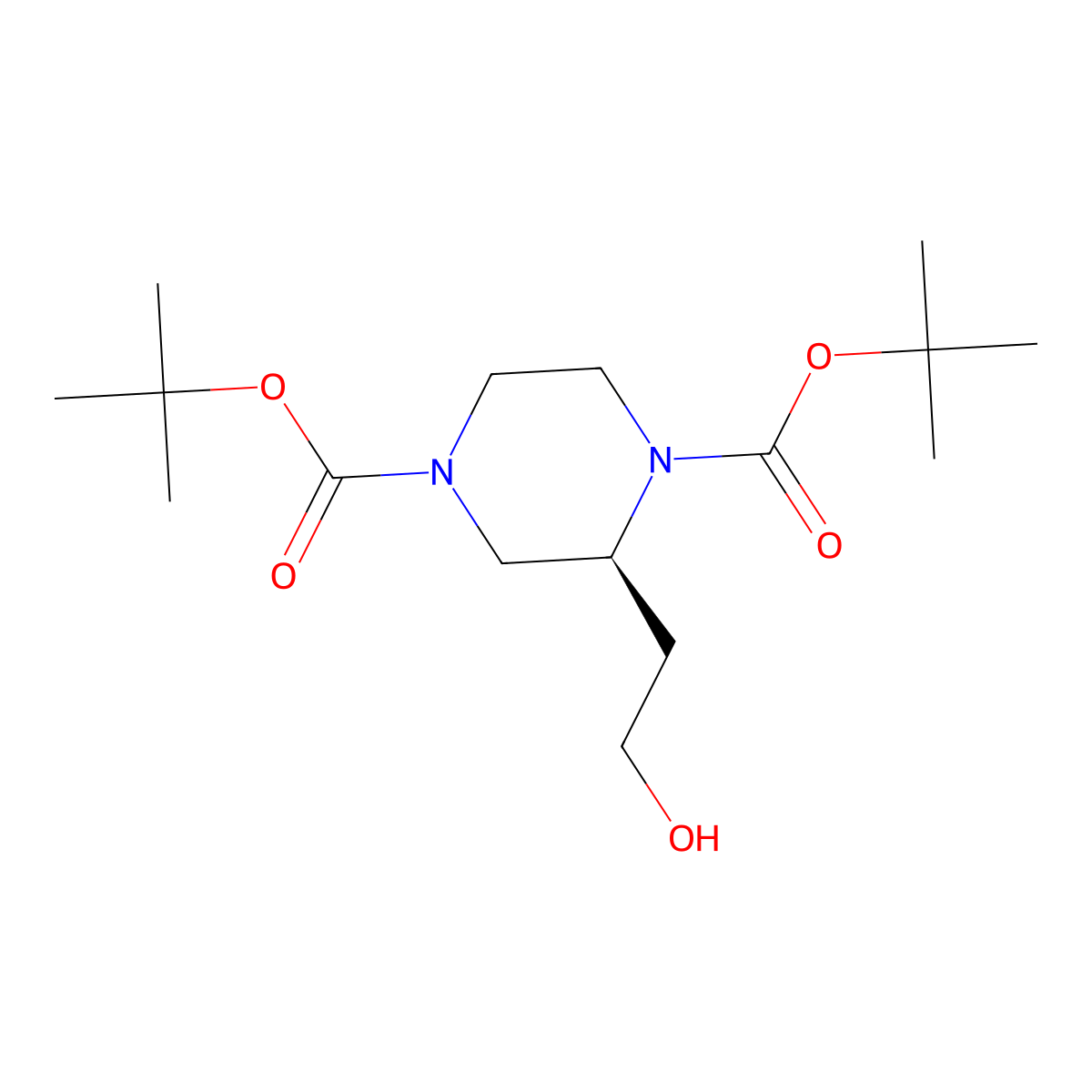 (S)-di-tert-Butyl 2-(2-hydroxyethyl)piperazine-1,4-dicarboxylate molecular structure, CAS 660862-48-6