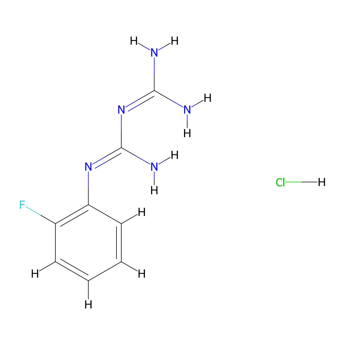 1-(2-Fluorophenyl)biguanide hydrochloride molecular structure, CAS 66088-51-5