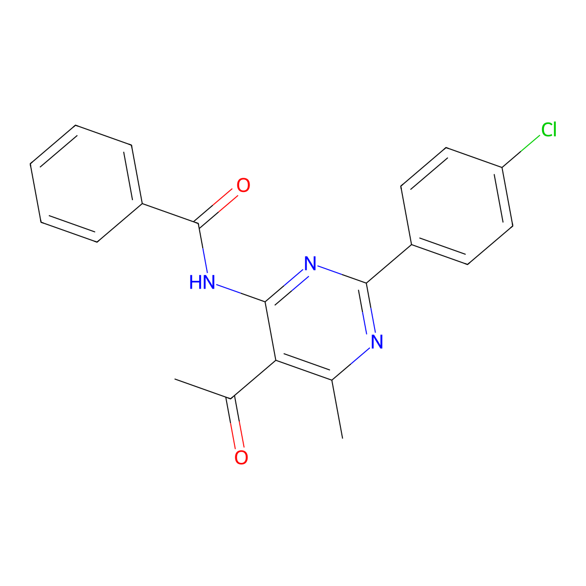 N-[5-acetyl-2-(4-chlorophenyl)-6-methylpyrimidin-4-yl]benzamide molecular structure, CAS 6609-84-3