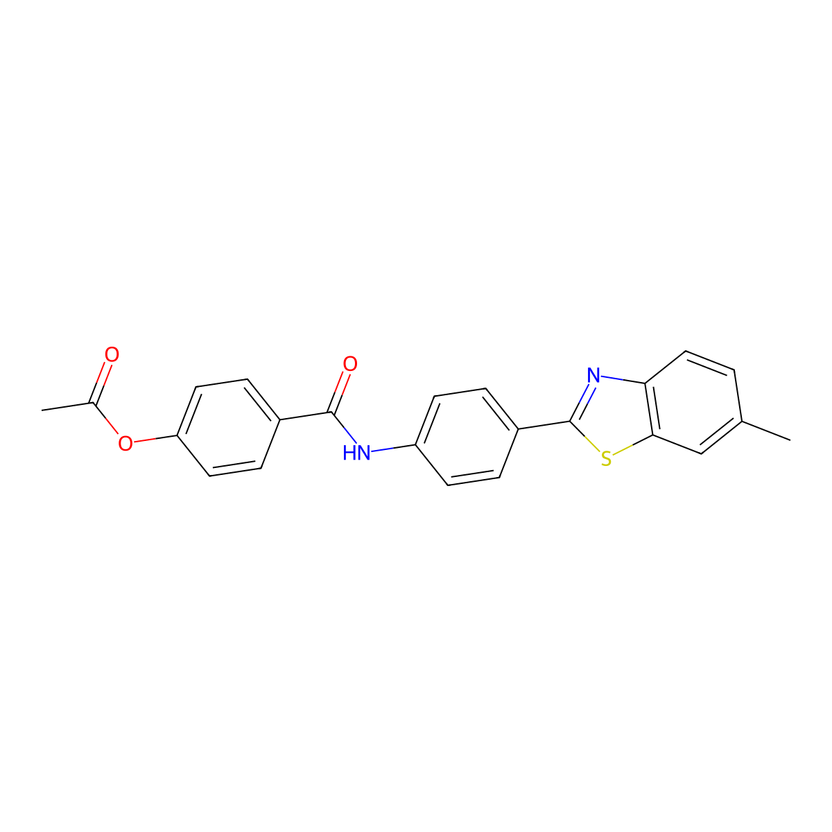 4-{[4-(6-Methyl-1,3-benzothiazol-2-yl)phenyl]carbamoyl}phenyl acetate molecular structure, CAS 6609-85-4