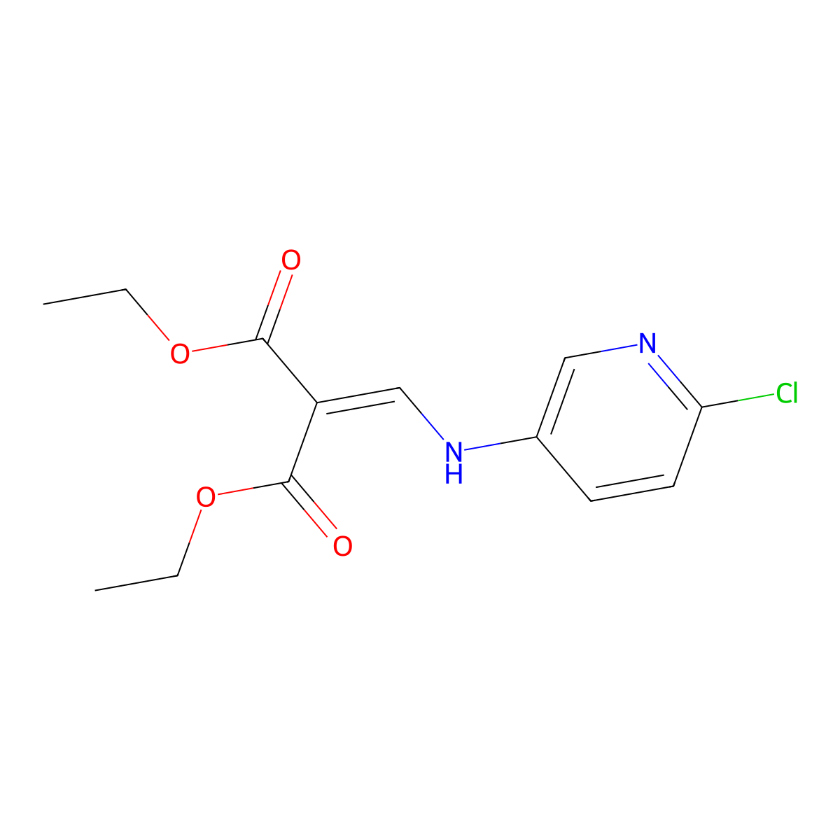 Diethyl 2-[[(6-chloro-3-pyridyl)amino]methylene]propanedioate molecular structure, CAS 66093-10-5