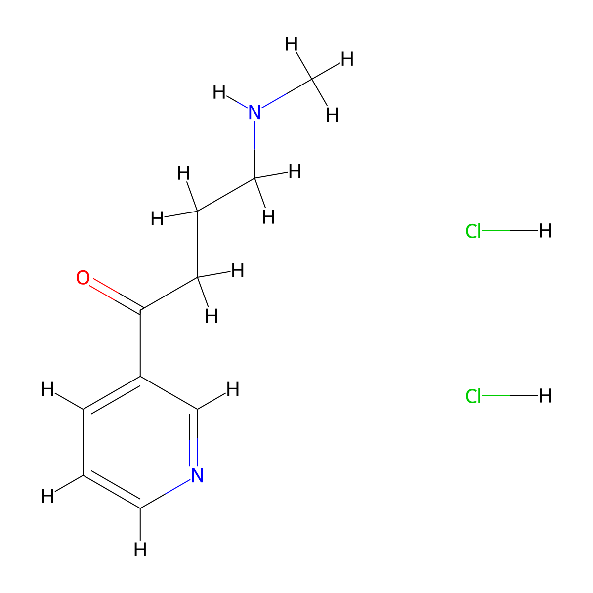 4-(Methylamino)-1-(pyridin-3-yl)butan-1-one--hydrogen chloride (1/2) molecular structure, CAS 66093-90-1