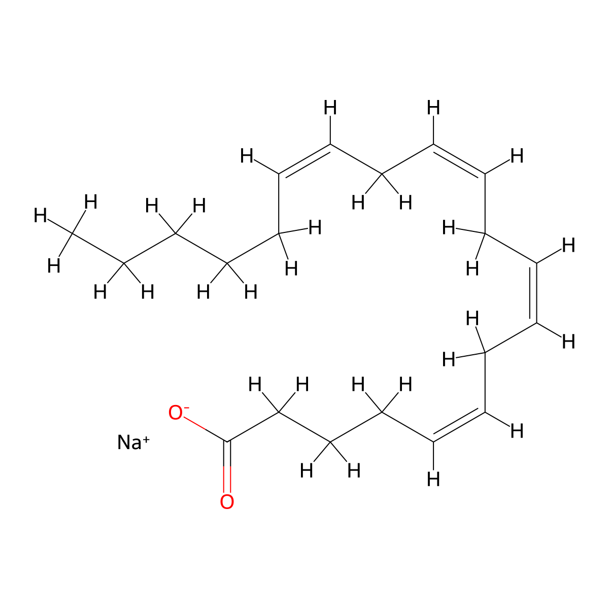 5,8,11,14-Eicosatetraenoic acid, sodium salt, (all-Z)- molecular structure, CAS 6610-25-9