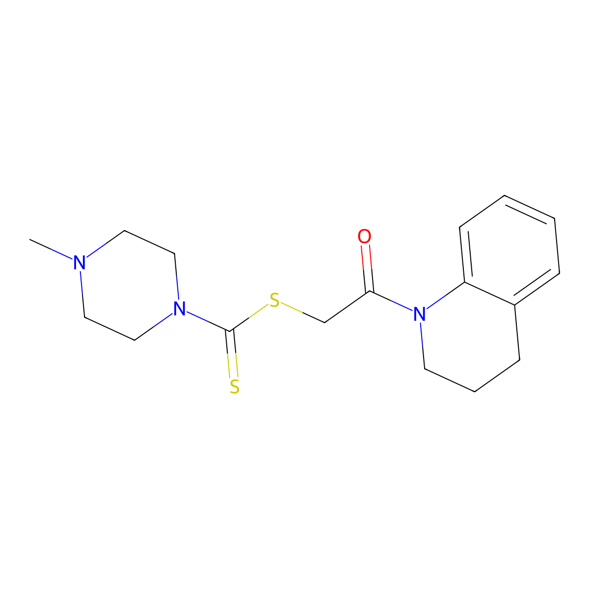 [2-(3,4-dihydro-2H-quinolin-1-yl)-2-oxoethyl] 4-methylpiperazine-1-carbodithioate molecular structure, CAS 6610-35-1