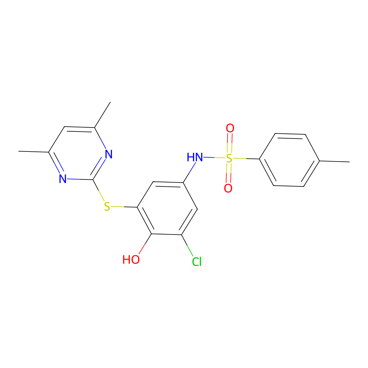 N-{3-chloro-5-[(4,6-dimethyl-2-pyrimidinyl)thio]-4-hydroxyphenyl}-4-methylbenzenesulfonamide molecular structure, CAS 6610-90-8