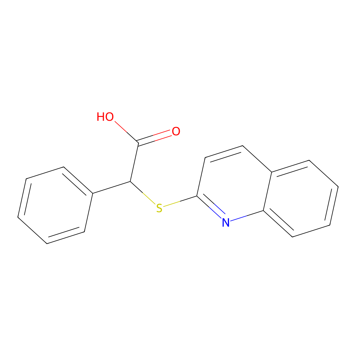 Phenyl(quinolin-2-ylsulfanyl)acetic acid molecular structure, CAS 66102-80-5