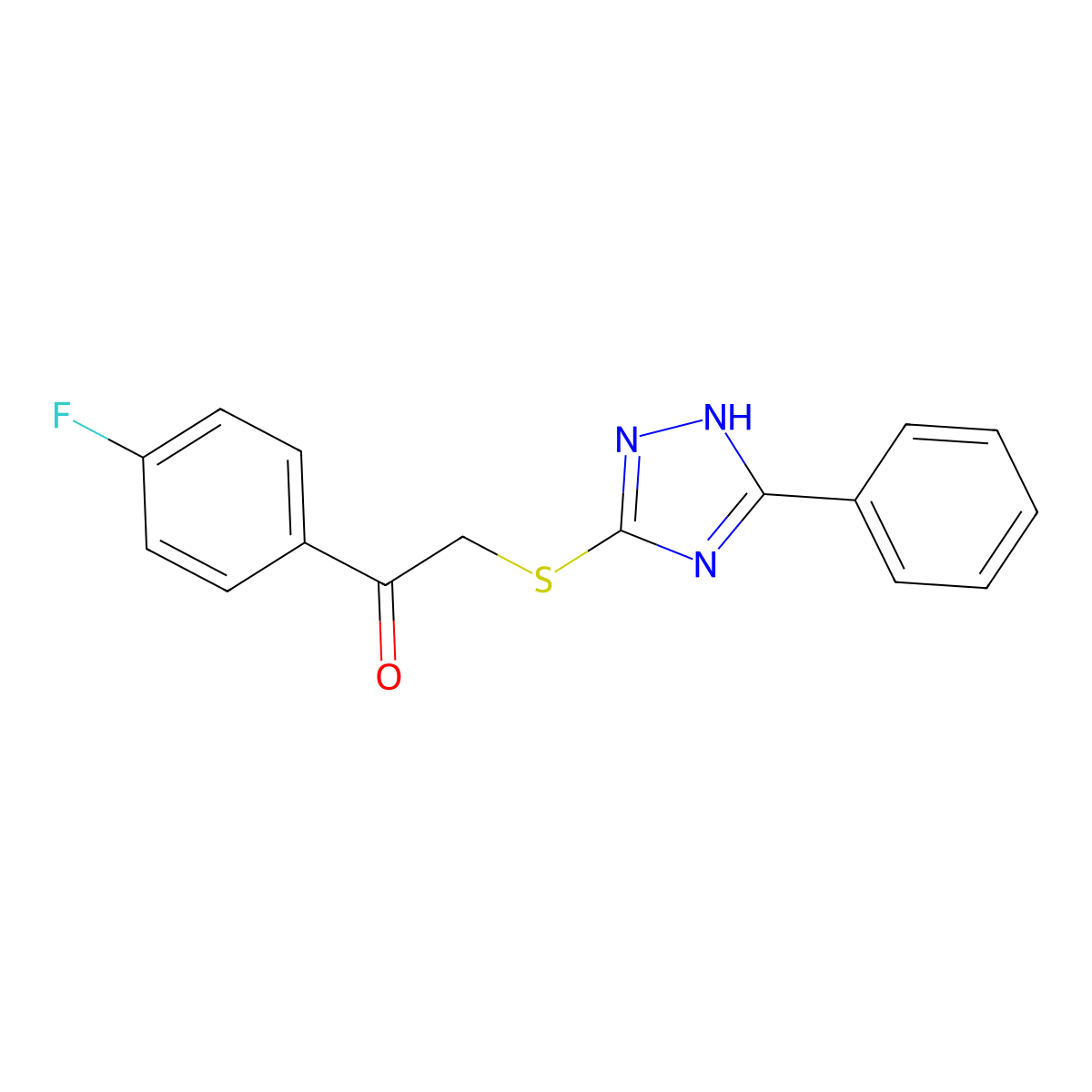 1-(4-Fluorophenyl)-2-[(5-phenyl-1h-1,2,4-triazol-3-yl)sulfanyl]ethanone molecular structure, CAS 6611-42-3