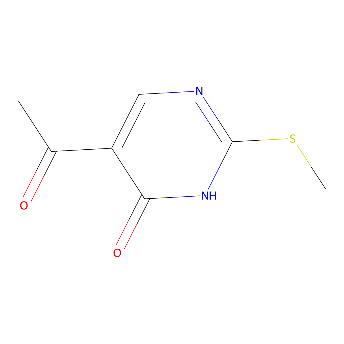 5-acetyl-2-(methylthio)pyrimidin-4(3H)-one molecular structure, CAS 66116-81-2
