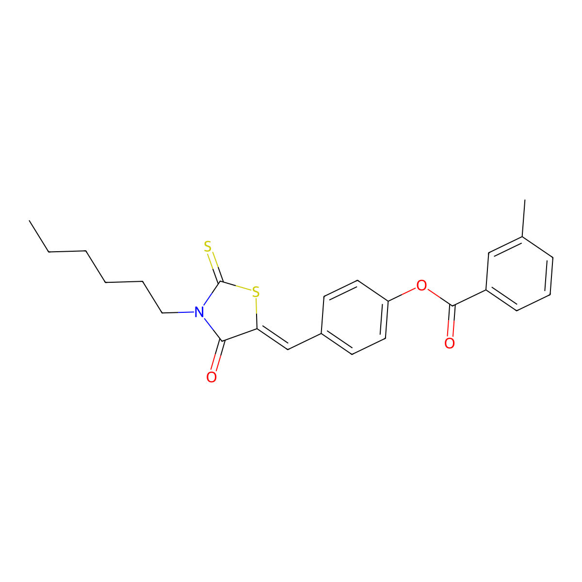 [4-[(3-Hexyl-4-oxo-2-sulfanylidene-1,3-thiazolidin-5-ylidene)methyl]phenyl] 3-methylbenzoate molecular structure, CAS 6612-14-2