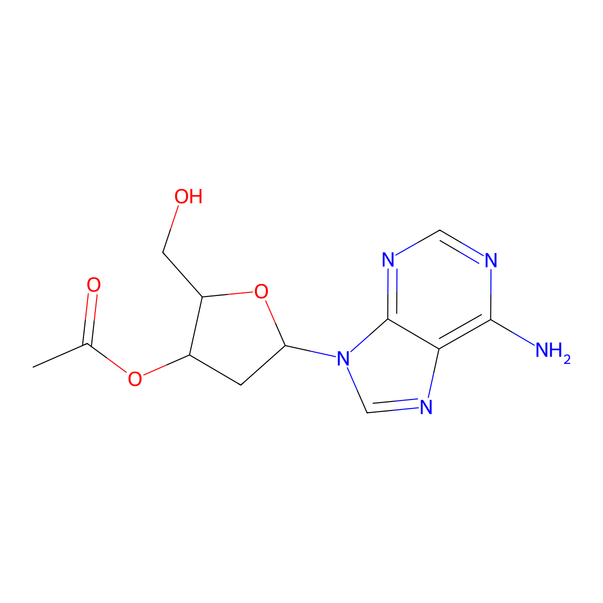 3'-O-Acetyl-2'-deoxyadenosine molecular structure, CAS 6612-73-3