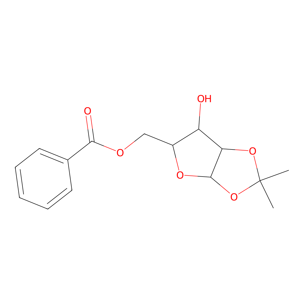 (6-Hydroxy-2,2-dimethyl-3a,5,6,6a-tetrahydrofuro[2,3-d][1,3]dioxol-5-yl)methyl benzoate molecular structure, CAS 6612-91-5