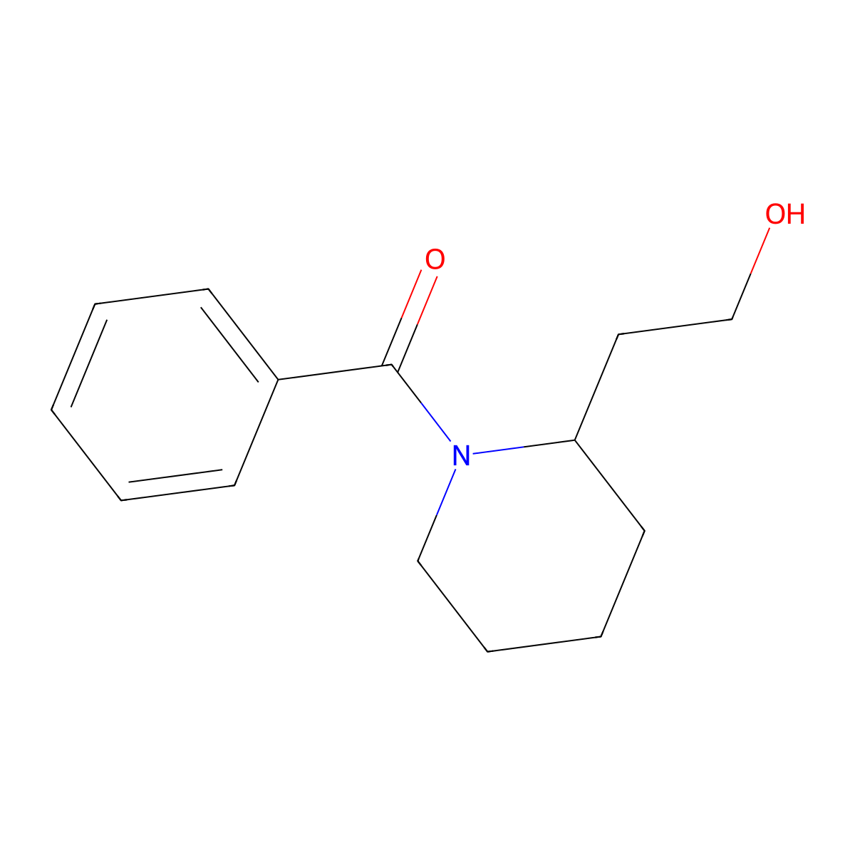 N-benzoyl-2-piperidineethanol molecular structure, CAS 66120-20-5